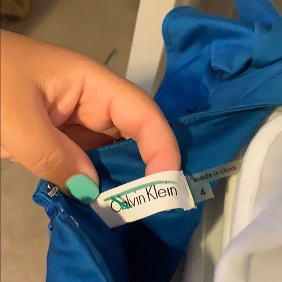 Royal Blue Calvin Klein one shoulder ruffle dress - Picture 8 of 8